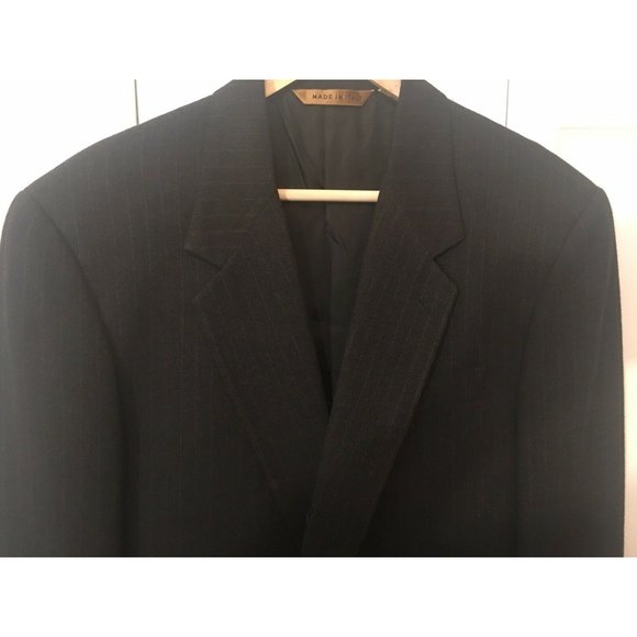 Donna Karan New York Jacket 40 R Dark‎ Gray Pinstriped Made In Italy - Picture 1 of 8